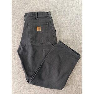 Carhartt Original Dungaree Fit Mens 33x30 Black Work Carpenter Pants Utility